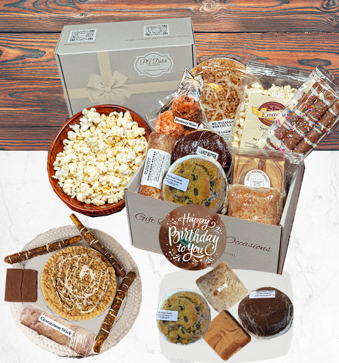 Sending our birthday gift box is filled with gourmet foods, baked goods, chocolates and more that will get pleny of rave reviews