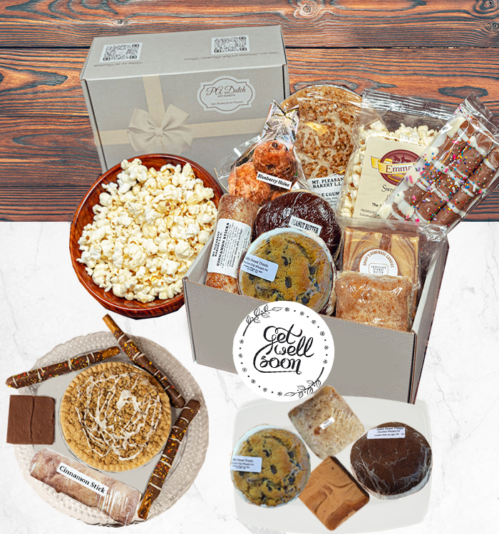 Our get well gifts for men, finally a gift men love and appreciate, food. Our gourmet foods and baked goods from Lancaster PA are loved by all