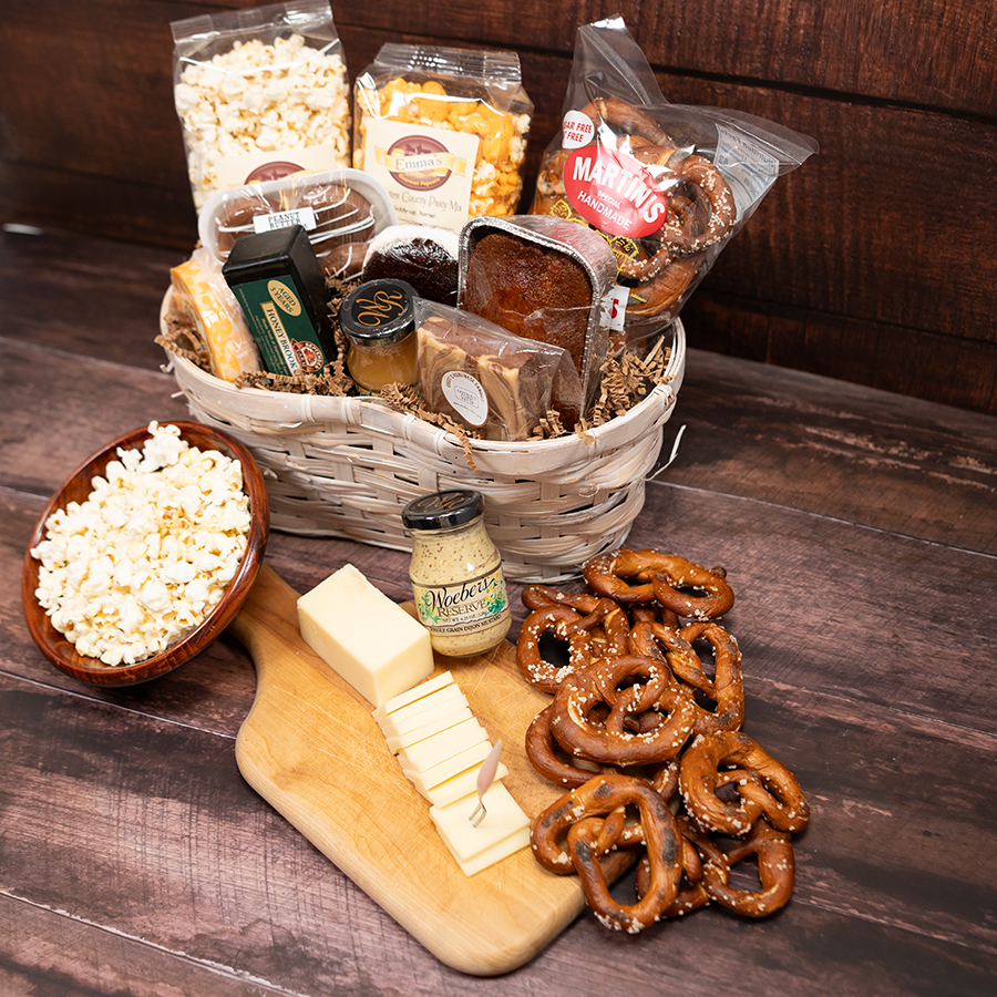 Our Best Gift Baskets include whoopie pies, blueberry bread, fudge, Emmas popcorn and so much more that we can deliver 