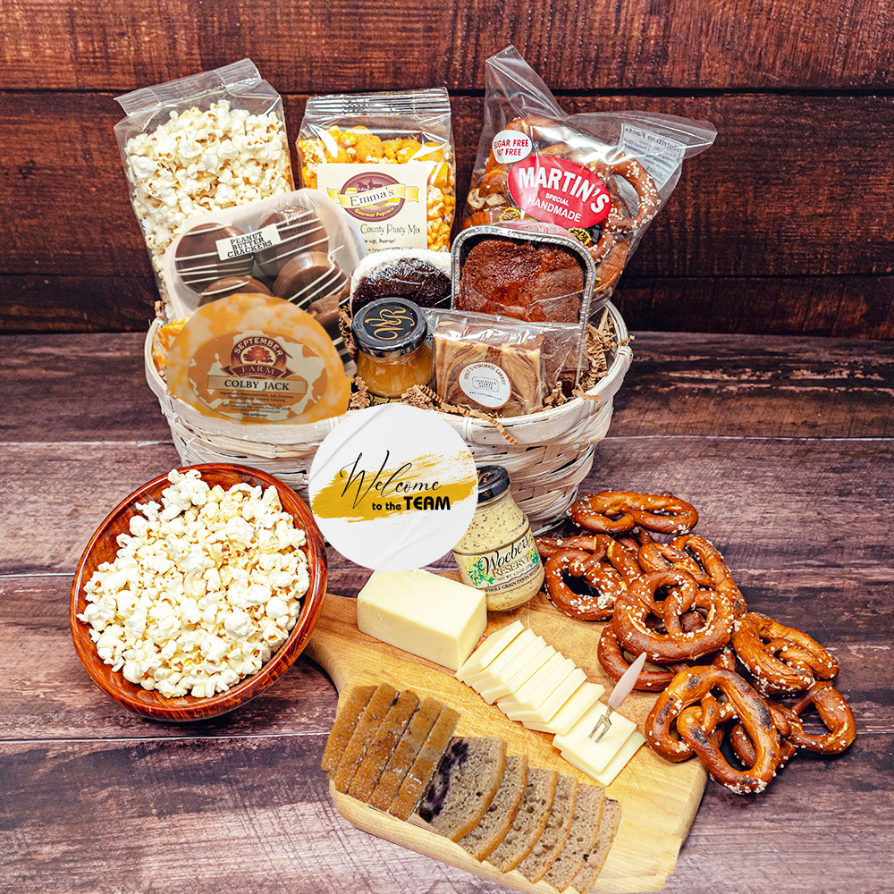 Our employee gifts with our Deluxe Traditions filled with delicious Lancaster PA Dutch gourmet foods and baked goods loved around the world