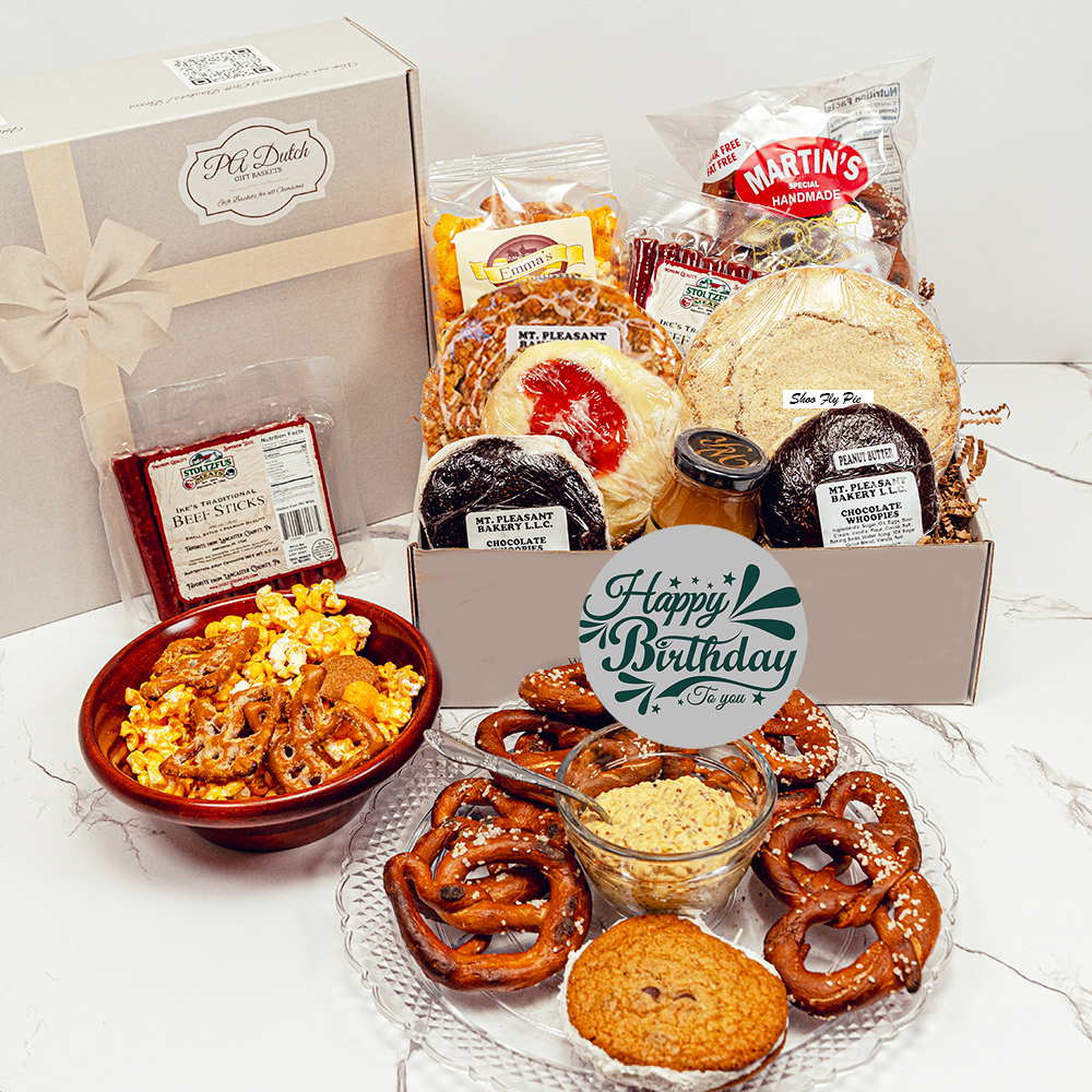 We are happy to offer our birthday gift delivery that consist of Amish baked goods and chocolates known around the world for the amazing treats