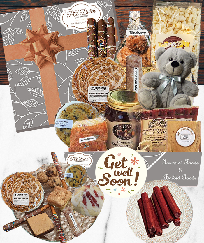 Our get well soon basket ideas are receiving amazing reviews and loved by all with our Lancaster, PA gourmet foods and baked goods