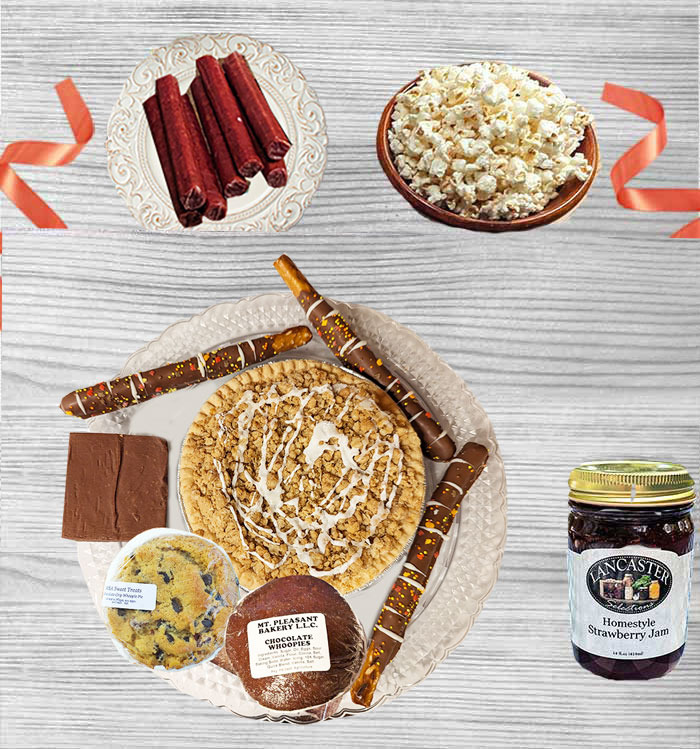 We are happy to offer Christmas Gifts that are filled with everyones favorites including pies, whoopie pies, cinnamon bun and we offer delivery